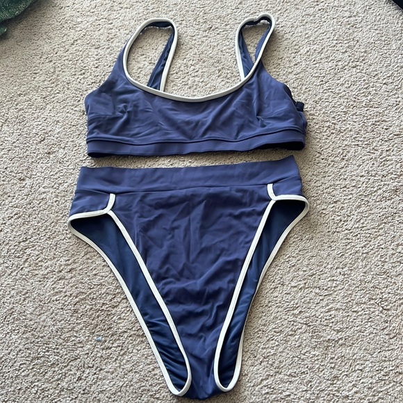 aerie Swim Aerie Xl Blue White Bikini Poshmark